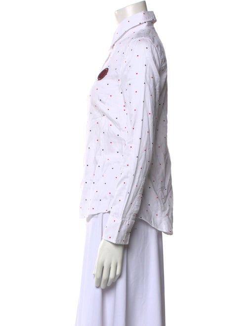 CH Carolina Herrera Polka Dot Print Long Sleeve Button-Up Top