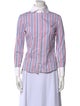 CH Carolina Herrera Striped Three-Quarter Sleeve Button-Up Top