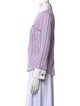 CH Carolina Herrera Striped Three-Quarter Sleeve Button-Up Top