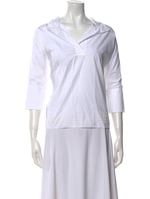 CH Carolina Herrera V-Neck Three-Quarter Sleeve Top