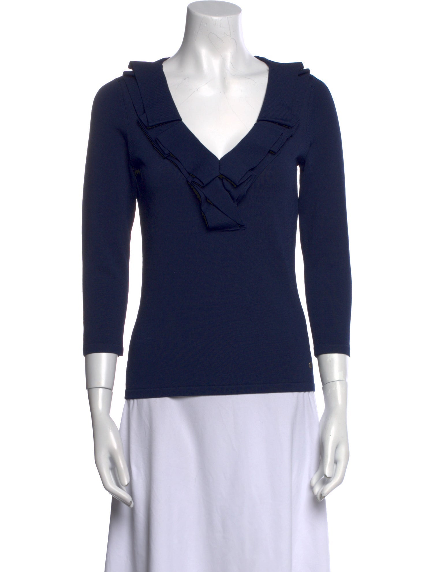 CH Carolina Herrera V-Neck Three-Quarter Sleeve Top