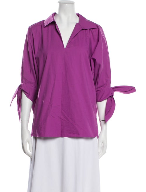 CH Carolina Herrera V-Neck Three-Quarter Sleeve Blouse
