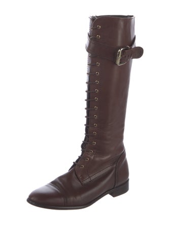 CH Carolina Herrera Leather Combat Boots