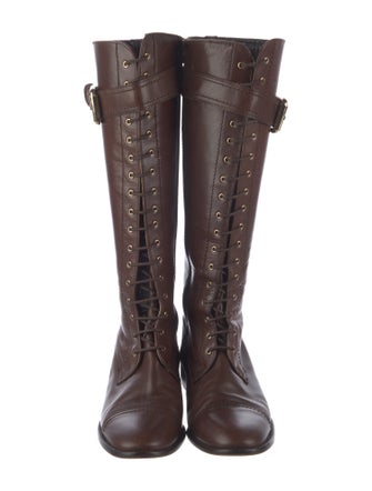 CH Carolina Herrera Leather Combat Boots
