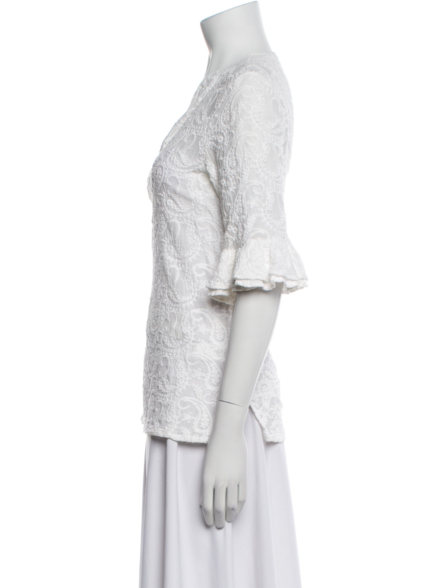 CH Carolina Herrera Lace Pattern V-Neck Tunic