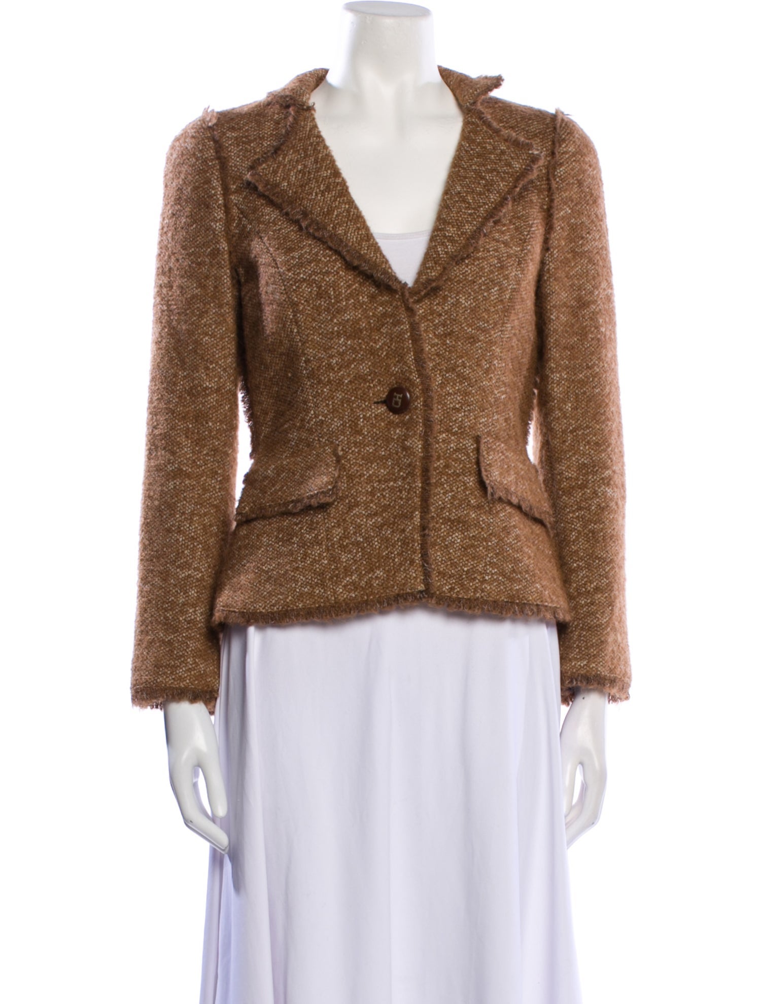 CH Carolina Herrera Virgin Wool Tweed Pattern Blazer