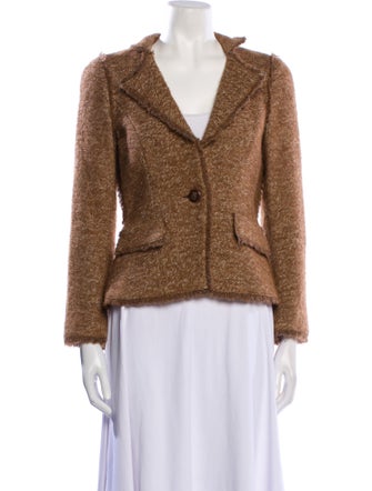 CH Carolina Herrera Virgin Wool Tweed Pattern Blazer