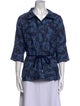 CH Carolina Herrera Printed V-Neck Button-Up Top
