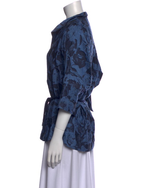 CH Carolina Herrera Printed V-Neck Button-Up Top