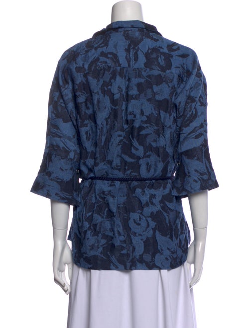 CH Carolina Herrera Printed V-Neck Button-Up Top