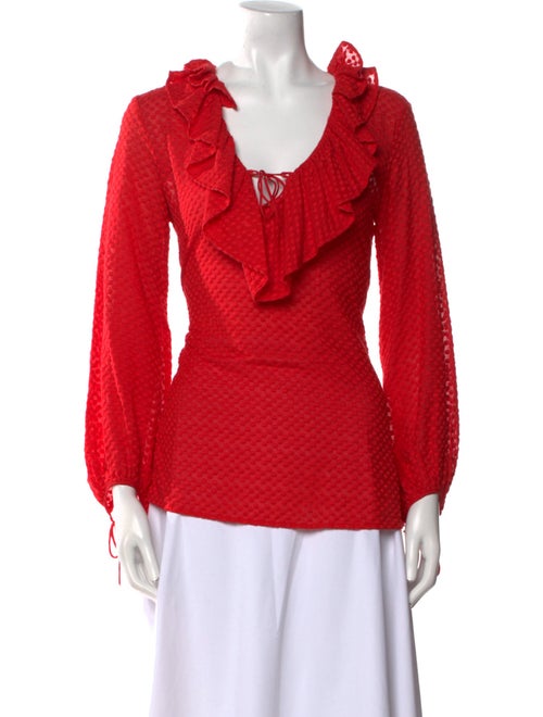 CH Carolina Herrera V-Neck Long Sleeve Blouse