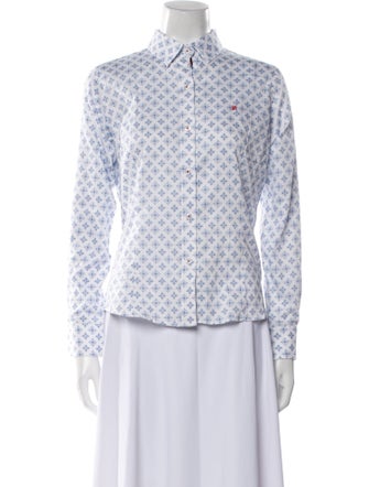 CH Carolina Herrera Printed Long Sleeve Button-Up Top