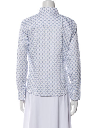 CH Carolina Herrera Printed Long Sleeve Button-Up Top