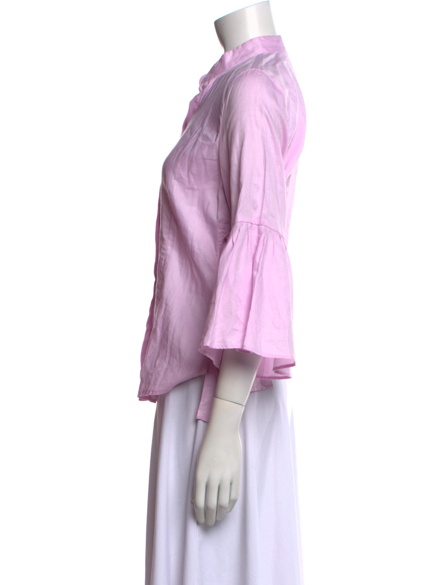 CH Carolina Herrera V-Neck Three-Quarter Sleeve Button-Up Top