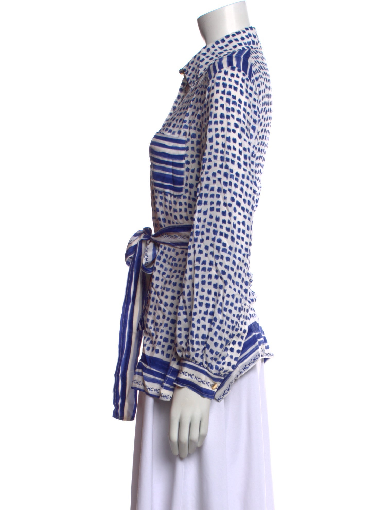 CH Carolina Herrera Silk Printed Button-Up Top