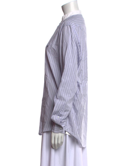 CH Carolina Herrera Striped Mock Neck Button-Up Top