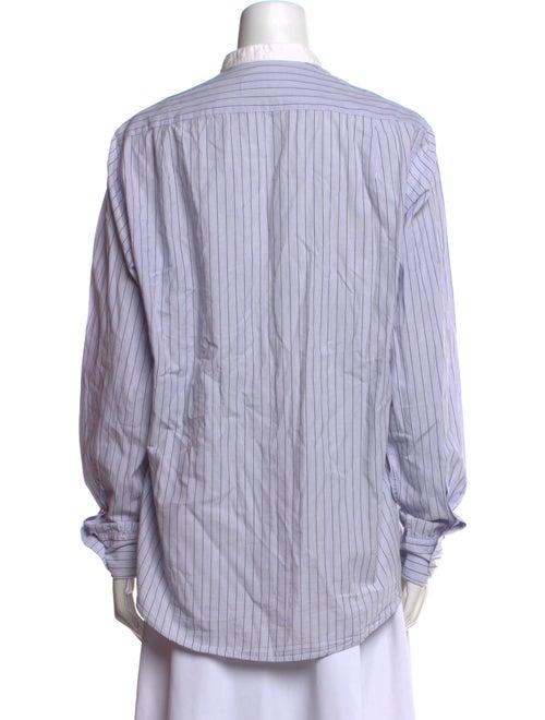 CH Carolina Herrera Striped Mock Neck Button-Up Top