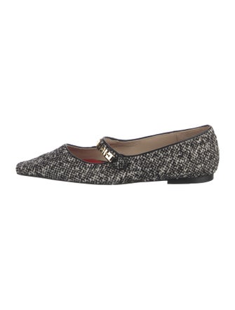 CH Carolina Herrera Tweed Tweed Pattern Mary Jane Flats