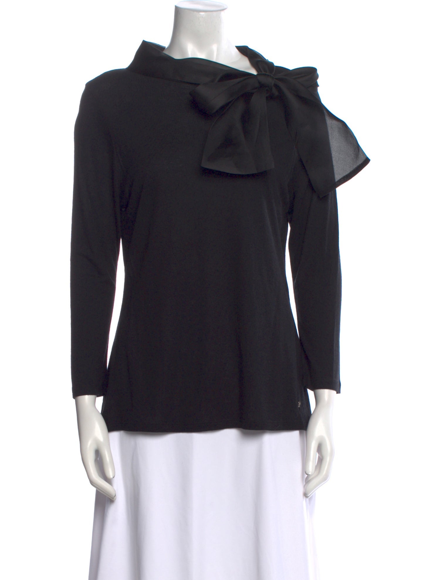 CH Carolina Herrera Bateau Neckline Three-Quarter Sleeve Blouse