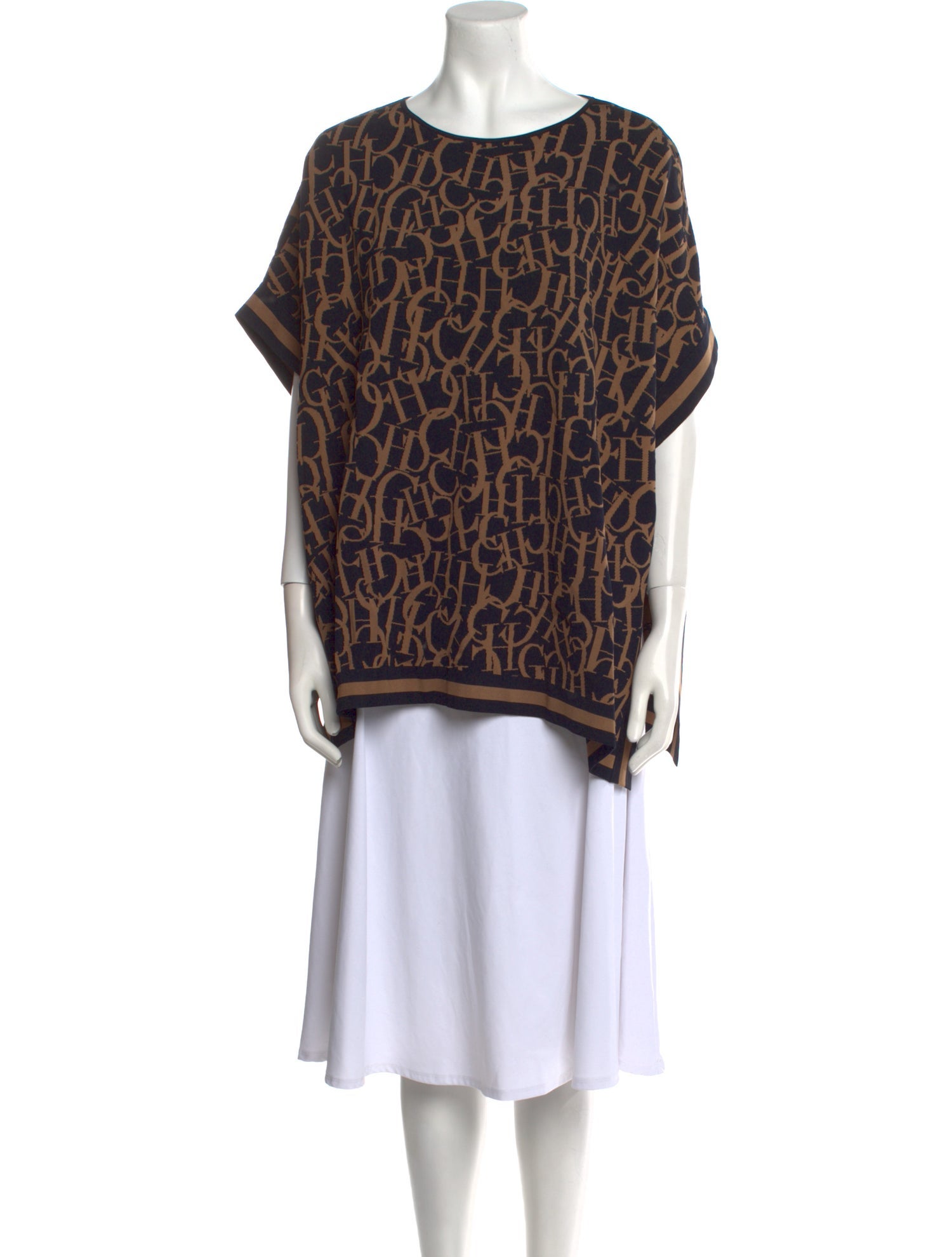 CH Carolina Herrera Animal Print Scoop Neck Sweater