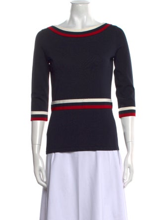 CH Carolina Herrera Striped Bateau Neckline Top