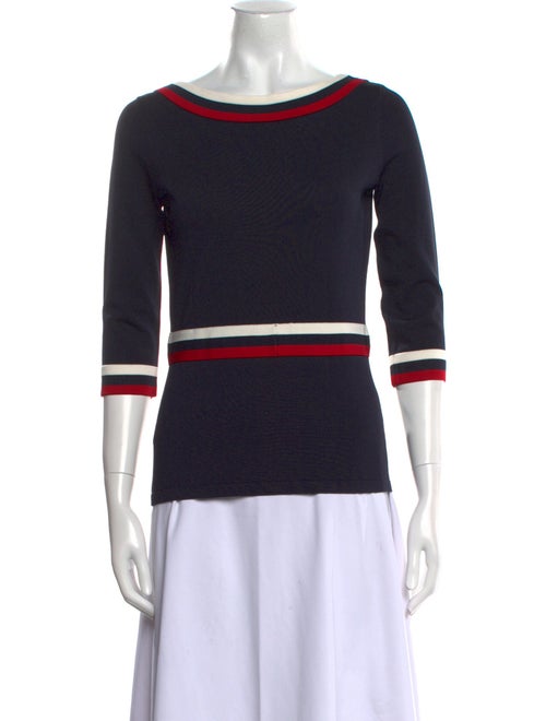 CH Carolina Herrera Striped Bateau Neckline Top