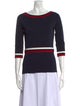 CH Carolina Herrera Striped Bateau Neckline Top