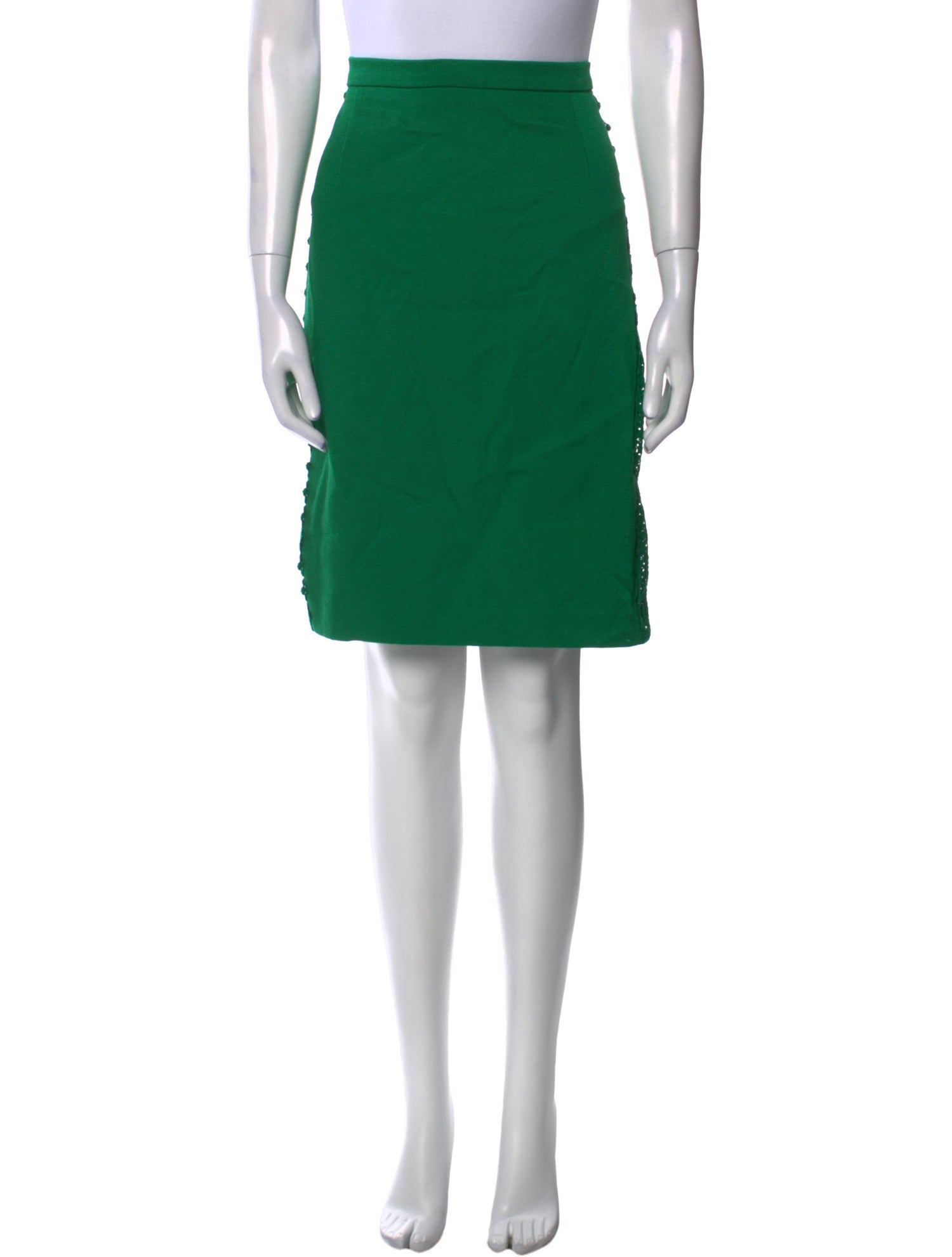 CH Carolina Herrera Crochet Trim Knee-Length Skirt