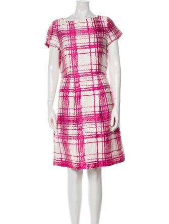 CH Carolina Herrera Plaid Print Knee-Length Dress