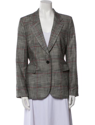 CH Carolina Herrera Wool Plaid Print Blazer