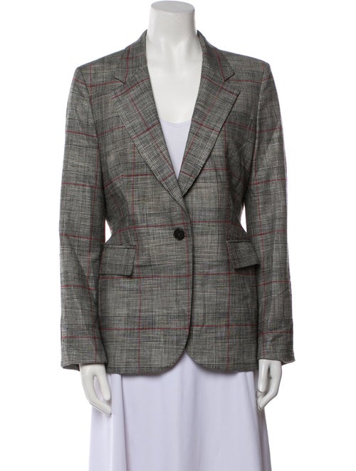 CH Carolina Herrera Wool Plaid Print Blazer