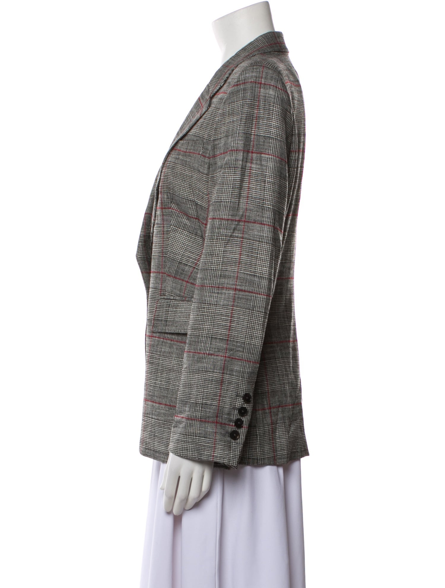 CH Carolina Herrera Wool Plaid Print Blazer