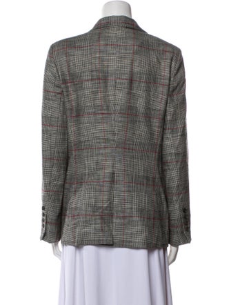 CH Carolina Herrera Wool Plaid Print Blazer