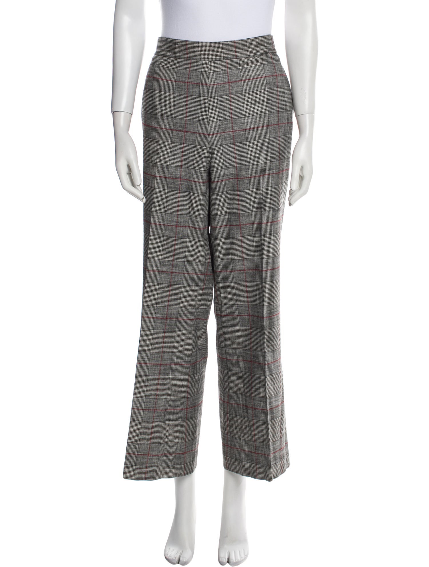 CH Carolina Herrera Plaid Print Wide Leg Pants