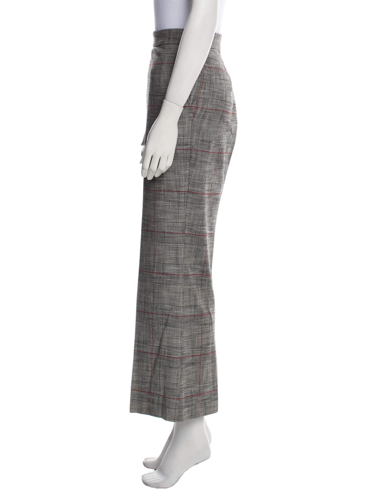 CH Carolina Herrera Plaid Print Wide Leg Pants