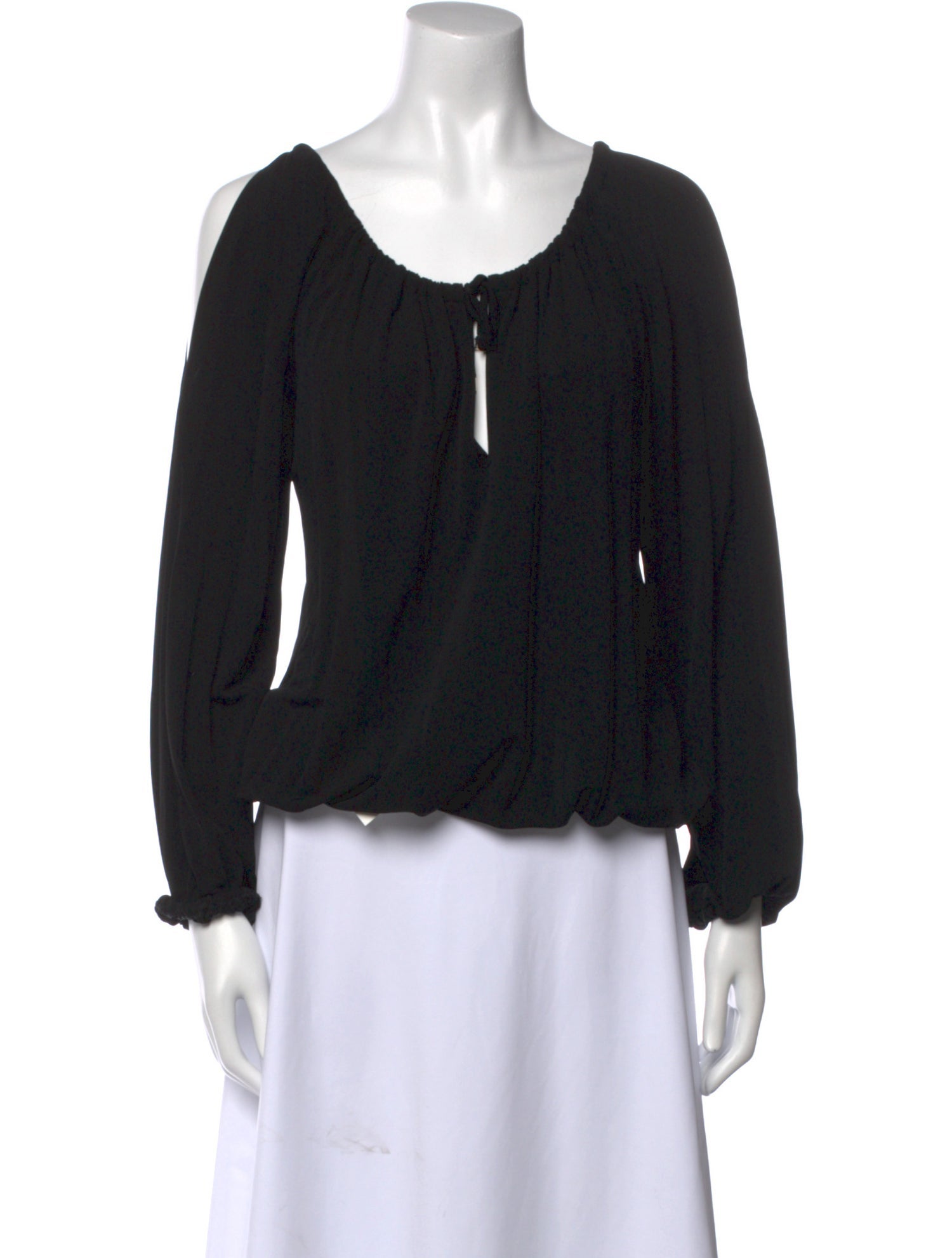 CH Carolina Herrera Scoop Neck Long Sleeve Blouse