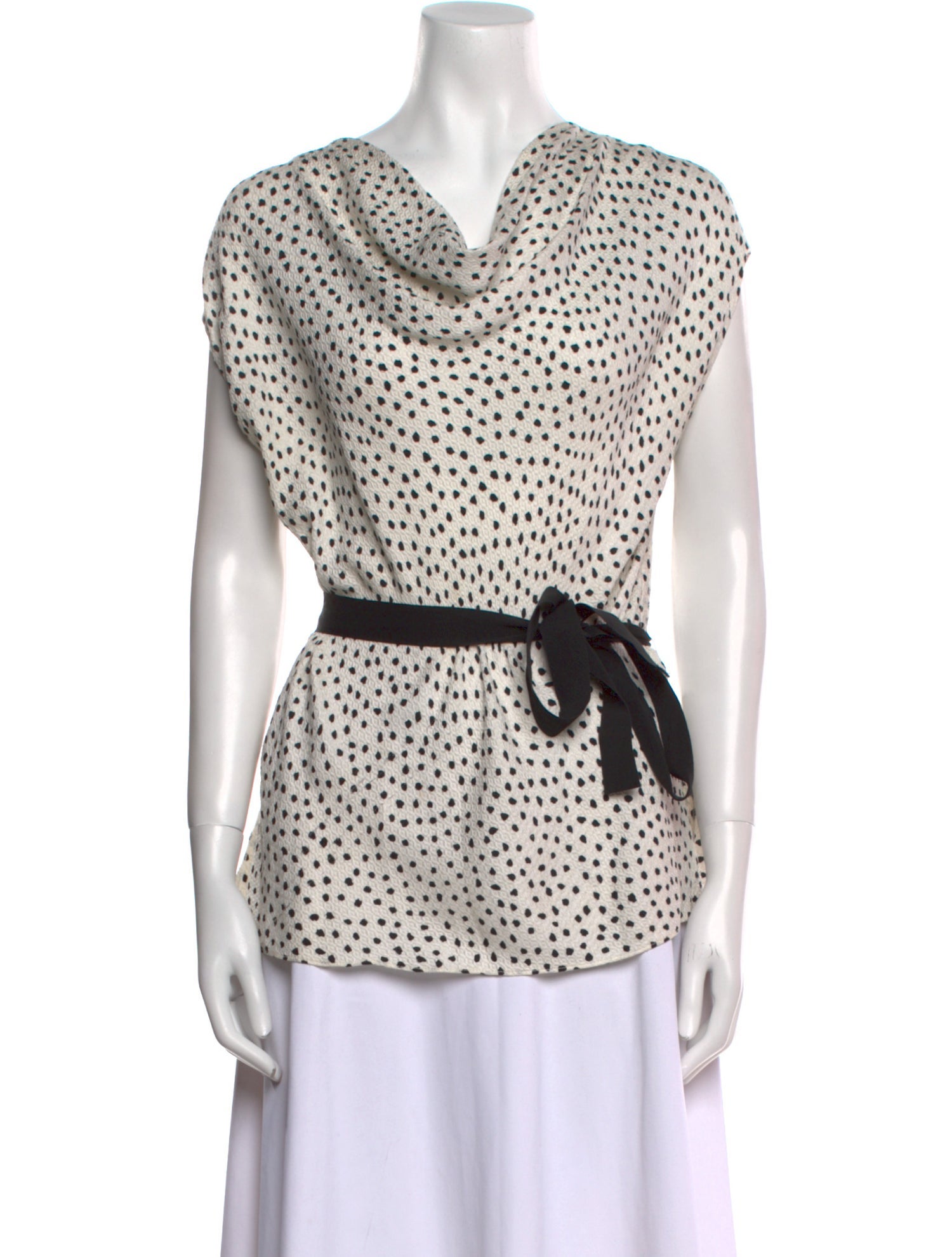 CH Carolina Herrera Silk Polka Dot Print Top