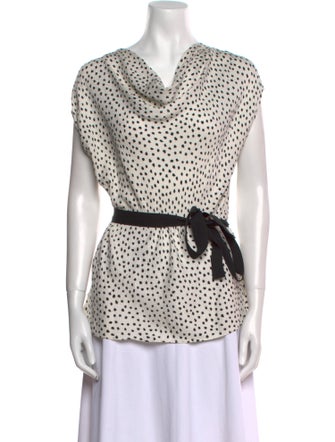 CH Carolina Herrera Silk Polka Dot Print Top