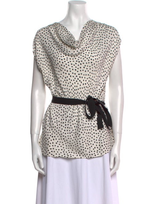 CH Carolina Herrera Silk Polka Dot Print Top