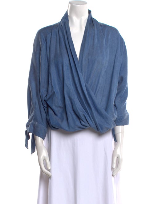 CH Carolina Herrera V-Neck Three-Quarter Sleeve Blouse