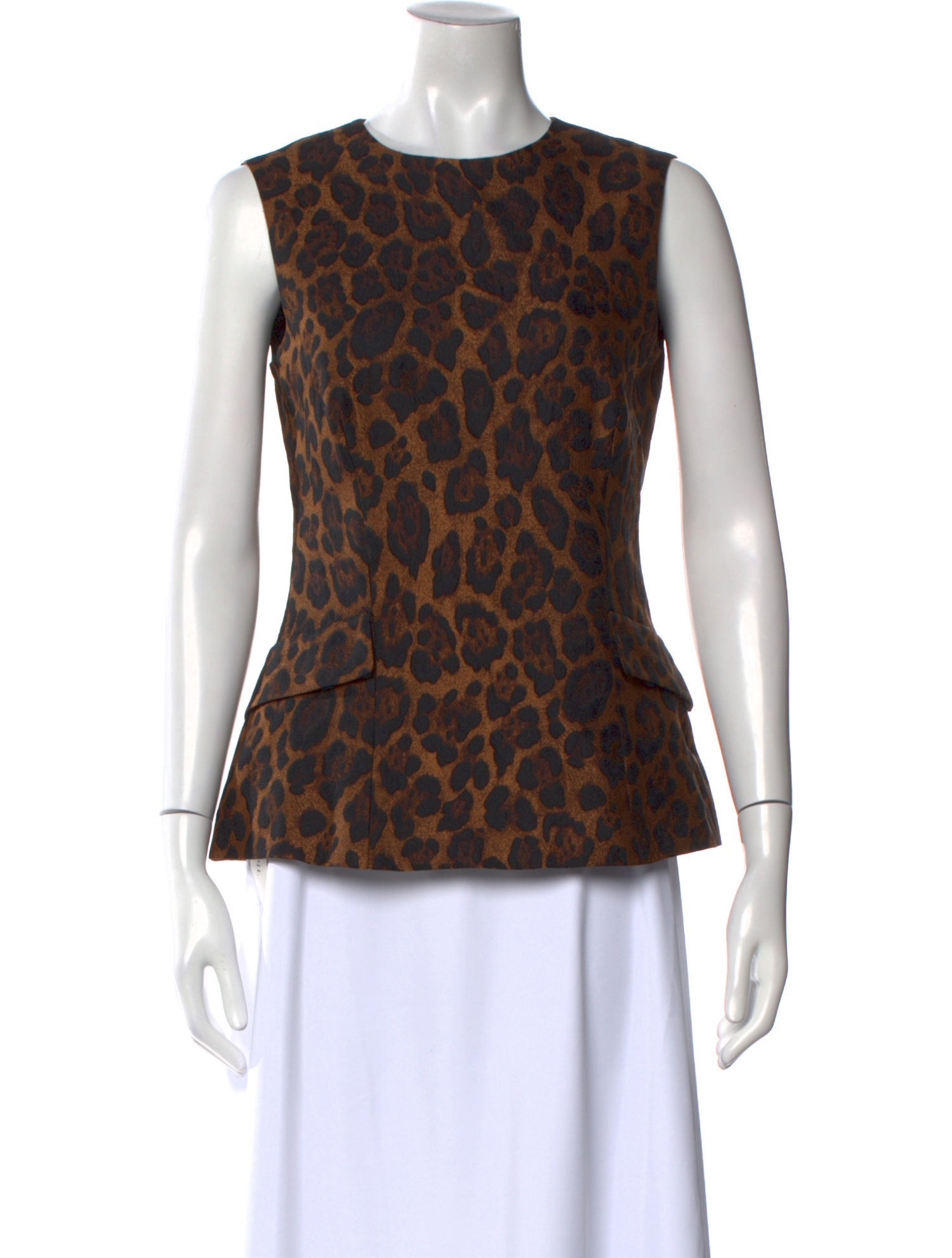 CH Carolina Herrera Animal Print Crew Neck Top