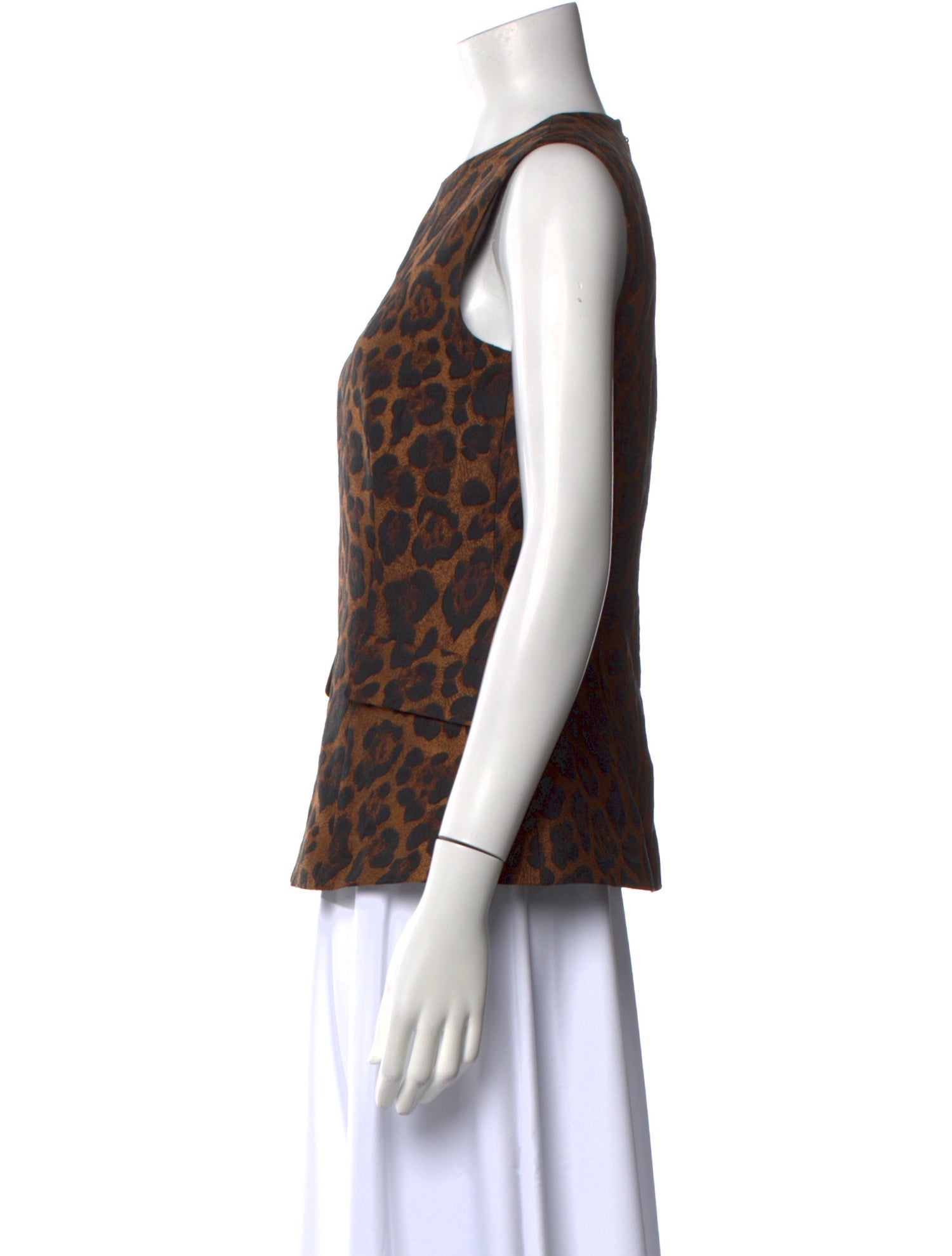 CH Carolina Herrera Animal Print Crew Neck Top