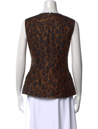 CH Carolina Herrera Animal Print Crew Neck Top