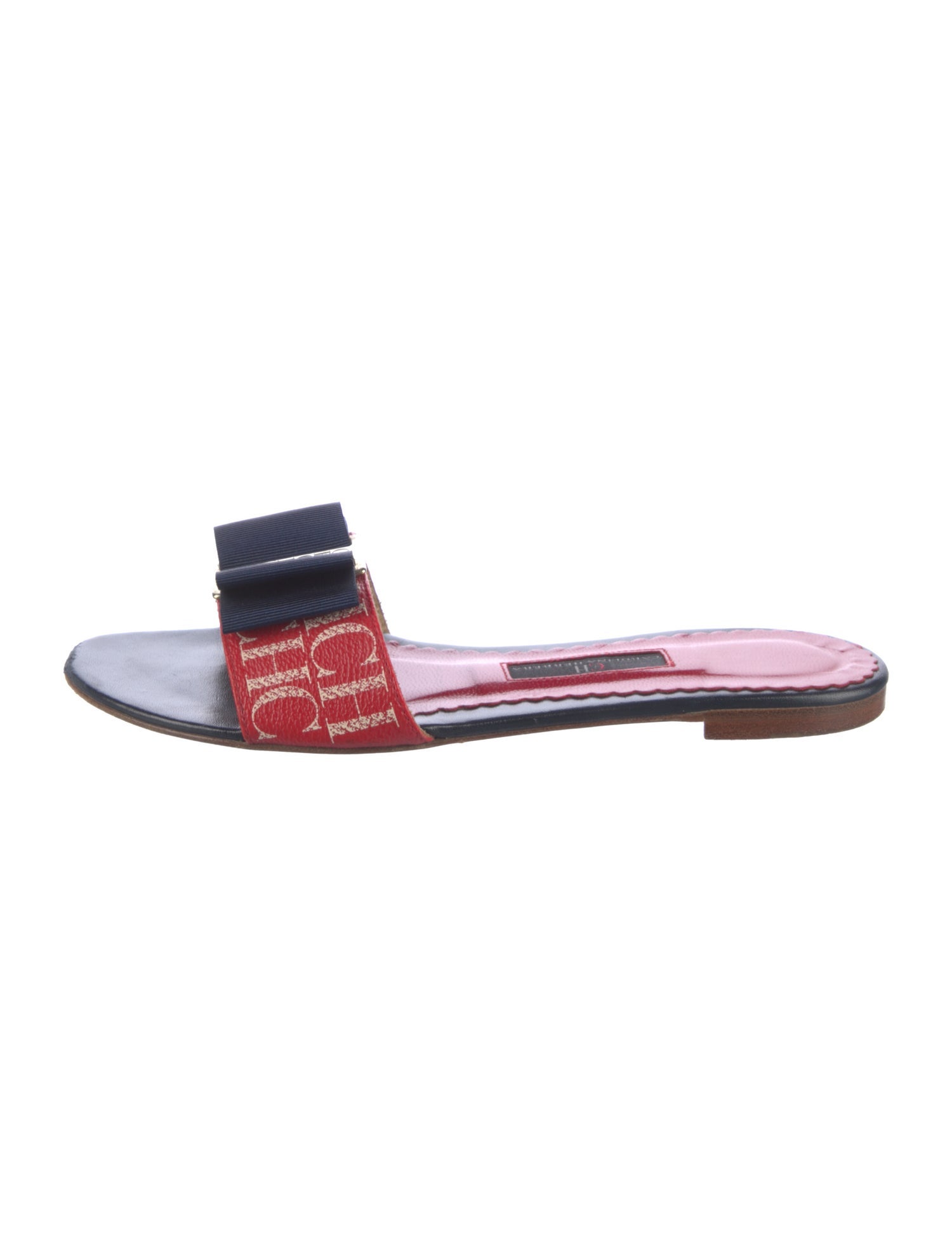 CH Carolina Herrera Leather Printed Slides