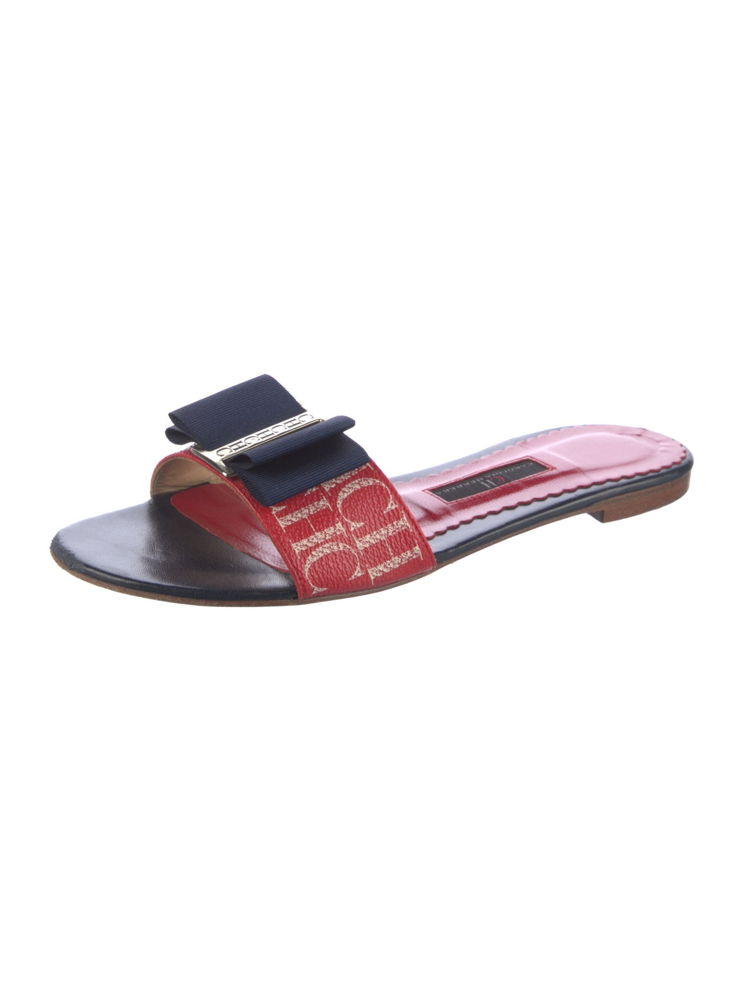 CH Carolina Herrera Leather Printed Slides
