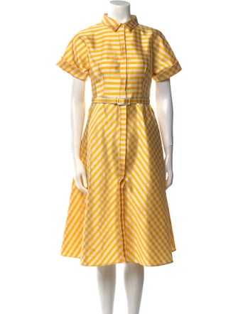 CH Carolina Herrera Plaid Print Midi Length Dress