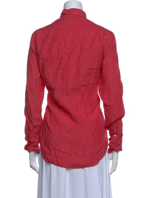 CH Carolina Herrera Linen Mock Neck Button-Up Top