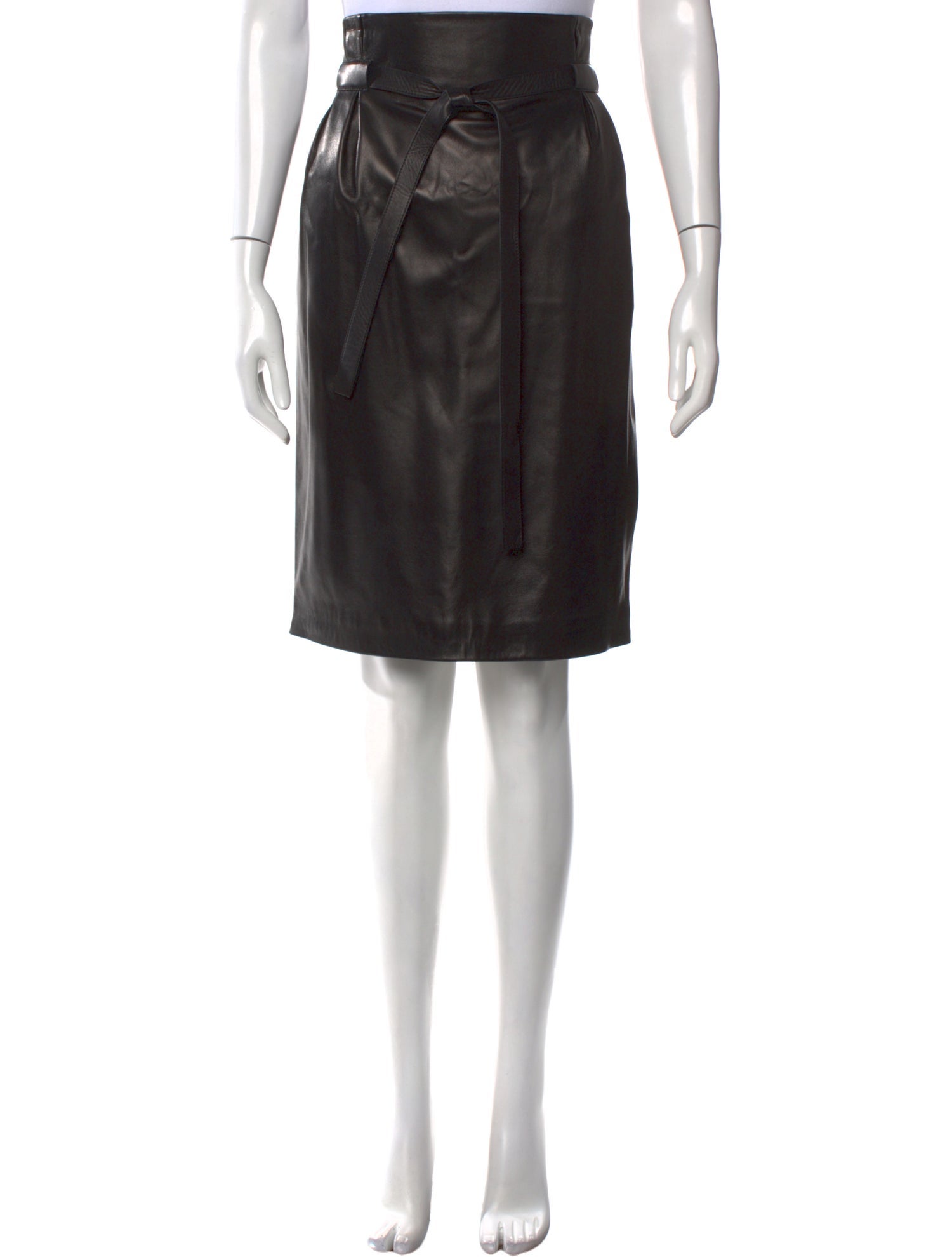 CH Carolina Herrera Leather Knee-Length Skirt