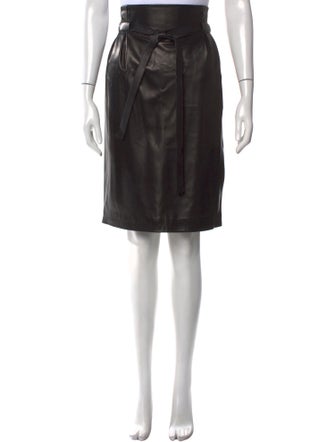 CH Carolina Herrera Leather Knee-Length Skirt