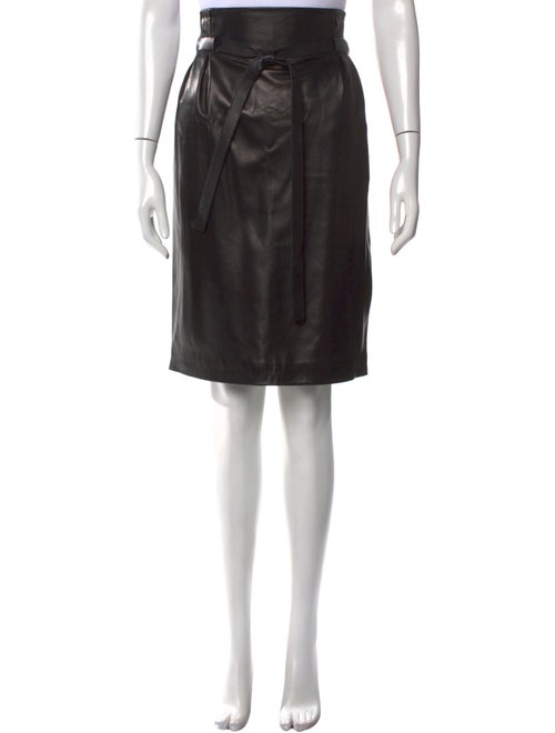 CH Carolina Herrera Leather Knee-Length Skirt
